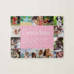Grandma, Granny, Nana Definition 14 Photo Pink Jigsaw Puzzle<br><div class="desc">14 photo collage jigsaw for you to personalise for your special Grandma, Grandmother, Granny, Nana or Nanny to create a unique gift for birthdays, Christmas, mother's day or any day you want to show how much she means to you. A perfect way to show her how amazing she is every...</div>