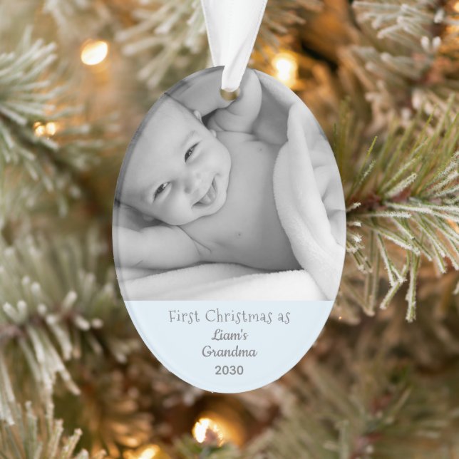 Grandma GSon 1st Christmas Personalised Photo Name Ornament (Tree)