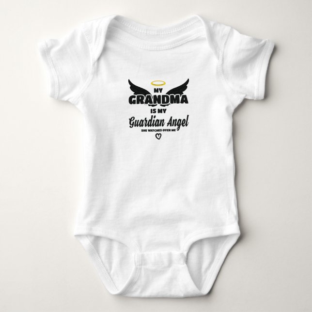 Grandma Guardian Angel Watches Over Me In Memory Baby Bodysuit (Front)