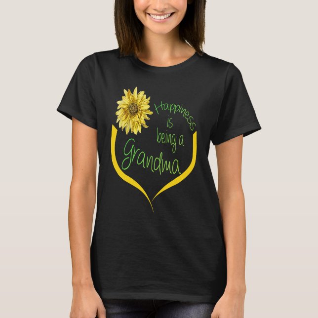 Grandma   Happiness Is Being A Grandma  Sunflower T-Shirt (Front)