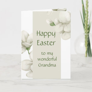 Grandma Happy Easter White Flowers Floral Holiday Card
