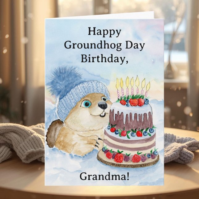 Grandma Happy Groundhog Day Birthday  Card (Creator Uploaded)