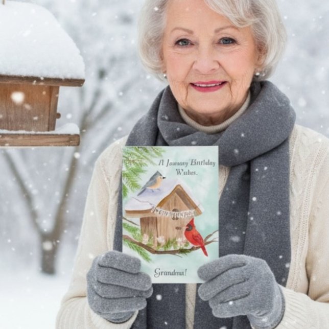 Grandma Happy January Birthday With Birds at Bird Card (Creator Uploaded)