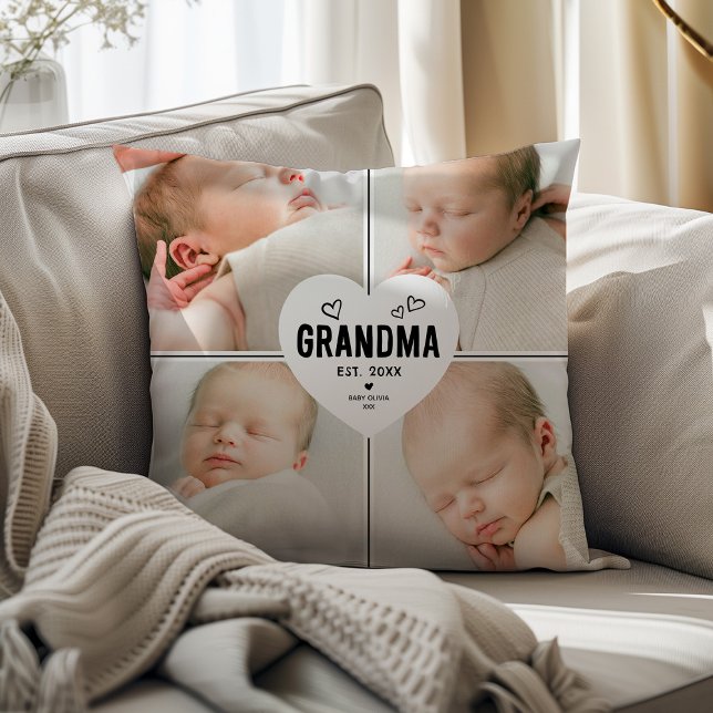 Grandma Heart 4 Photo Collage Cushion (Creator Uploaded)