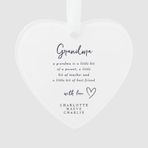 Grandma Heart Quote Keepsake Ornament Gift
