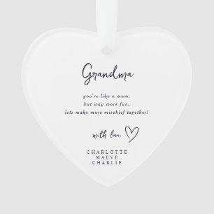 Grandma Heart Quote Keepsake Ornament Gift