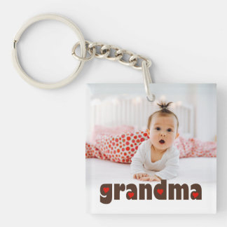 Grandma Hearts Custom Photo Key Ring
