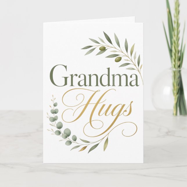 Grandma Hugs Love Botanical Card (Front)