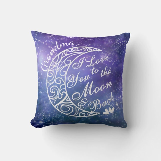 Grandma, I Love U to the Moon & Back Personalised Cushion (Front)