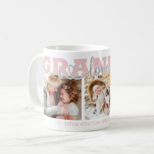 GRANDMA I Love You 3 Photos Pink Gray Coffee Mug