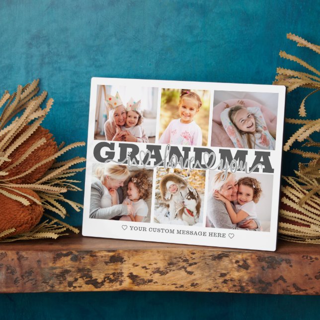 GRANDMA I Love You 6 Photo Collage Grey 8x10 Plaque (Side)