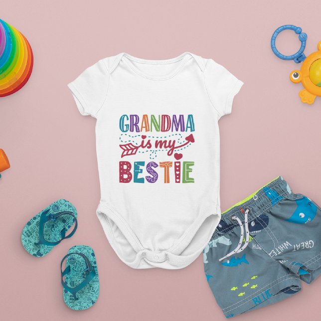 Grandma Is My Bestie Cute Grandkid Granddaughter Baby Bodysuit (Creator Uploaded)