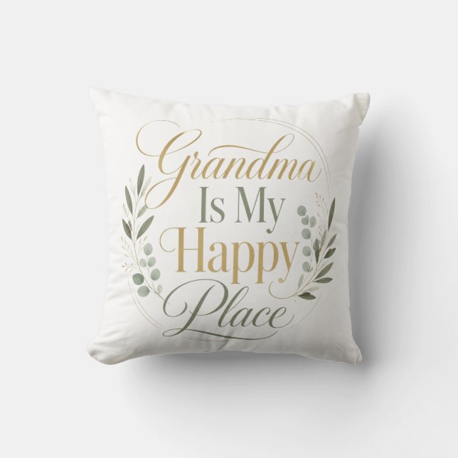 Grandma Is My Happy Place Cushion (Front)
