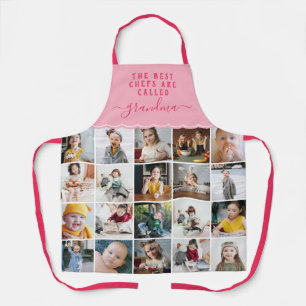 Grandma Is the Best Chef Pink Photo Collage Apron