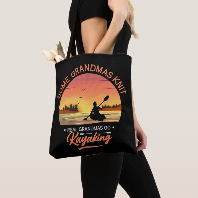 Grandma Kayaking Tote Bag (Close Up)