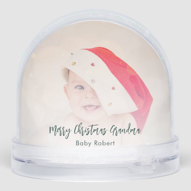 Grandma Kids Photos Keepsake Custom Snowglobe (Back)