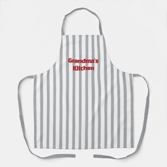 Grandma Kitchen Apron - Customisable Striped Gift (Front)