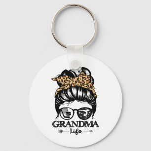 Grandma Life Messy Bun Hair Funny Hockey Gymnastic Key Ring