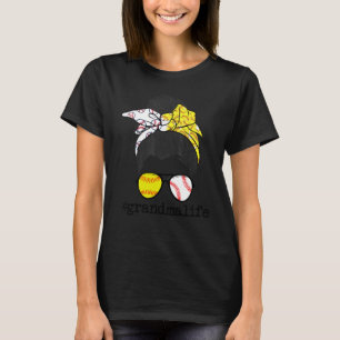 Grandma Life Softball Baseball Mothers Day Messy T-Shirt