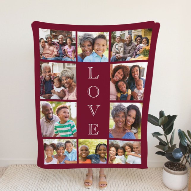 Grandma Love 10 Photo Collage Burgundy Sherpa Blanket (Creator Uploaded)