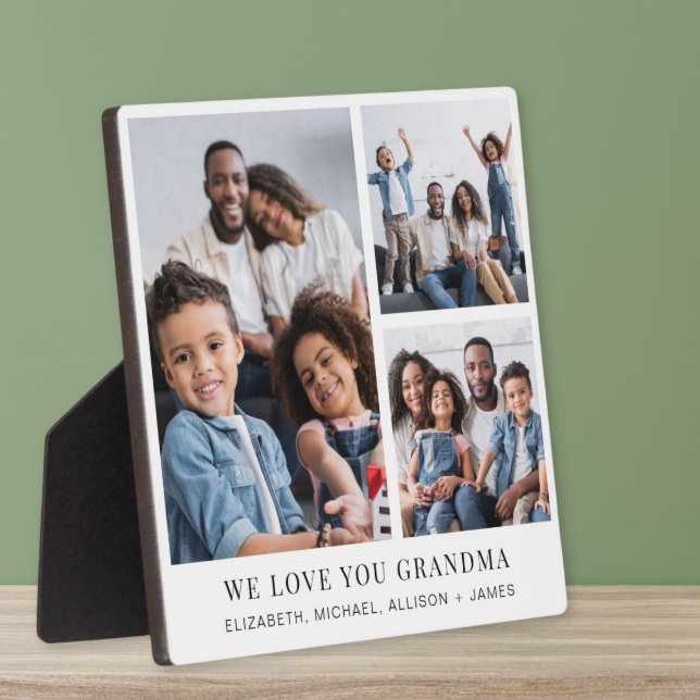 Grandma Love You 3 Photo Collage Plaque (Creator Uploaded)