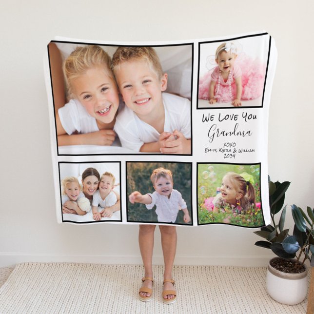 Grandma Love You Personalised Photo Fleece Blanket (Creator Uploaded)