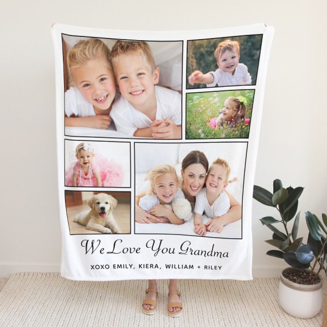 Grandma Love You Personalised Photo Sherpa Blanket (Creator Uploaded)