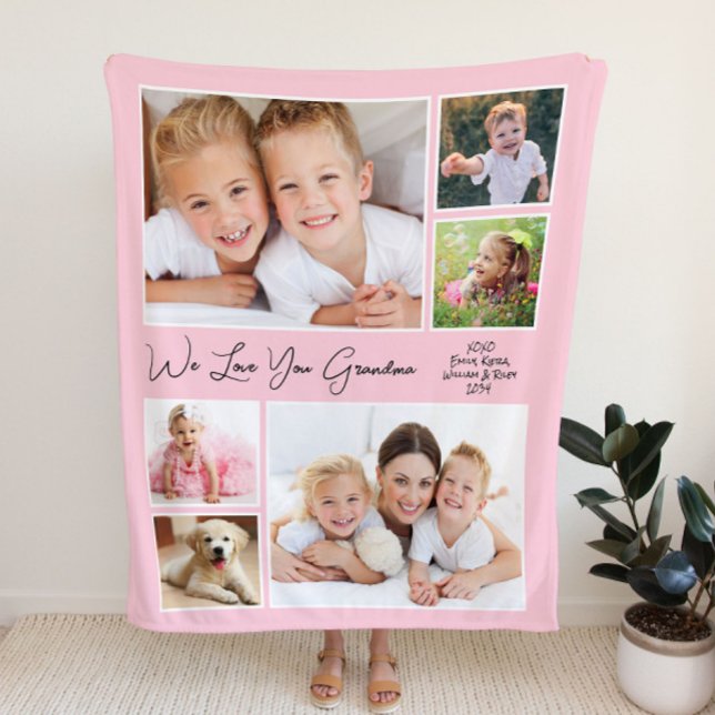 Grandma Love You Pink Photo Fleece Blanket (Creator Uploaded)