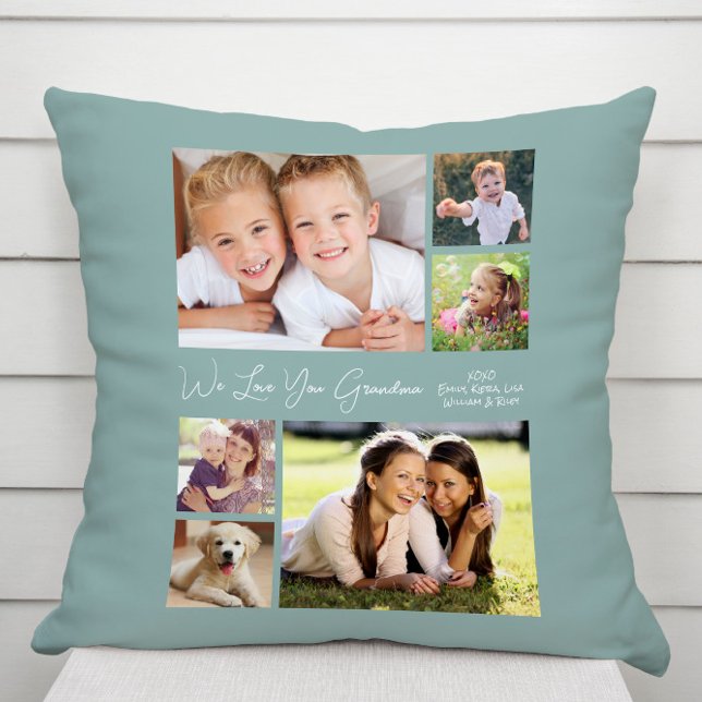 Grandma Love You Sage Green Photo Cushion (Creator Uploaded)