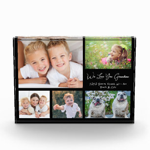 Grandma Love You White Script Collage Photo Block