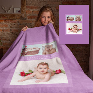 Grandma Loves Her Family Photo Collage Soft Cosy Fleece Blanket