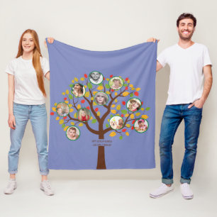Grandma Loves Her Family Tree Photo Collage Soft Fleece Blanket