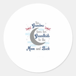 Grandma Loves Her Grandkids Dragonfly Moon Women G Classic Round Sticker