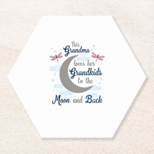 Grandma Loves Her Grandkids Dragonfly Moon Women G Paper Coaster