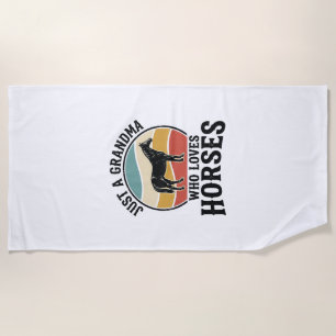 Grandma Loves Horses Vintage Engraving Shirt Desig Beach Towel