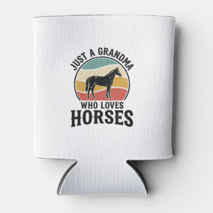 Grandma Loves Horses Vintage Engraving Shirt Desig Can Cooler