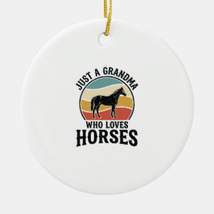 Grandma Loves Horses Vintage Engraving Shirt Desig Ceramic Tree Decoration