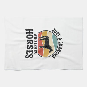 Grandma Loves Horses Vintage Engraving Shirt Desig Tea Towel