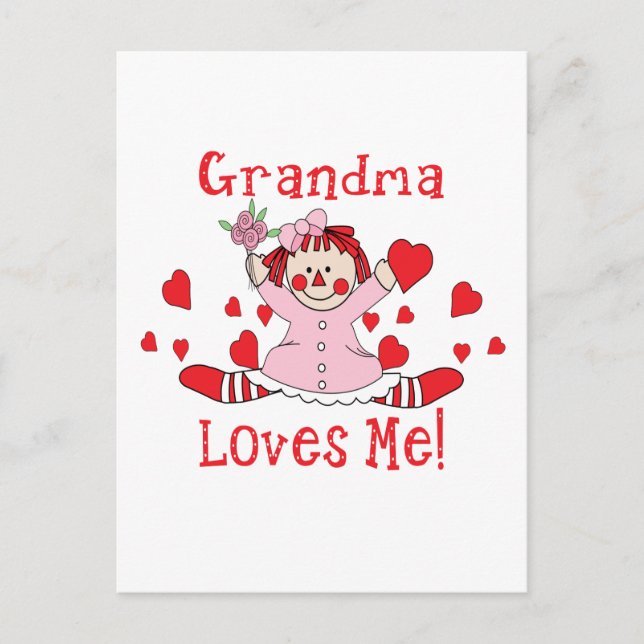 Grandma Love's me Rag Doll Postcard (Front)