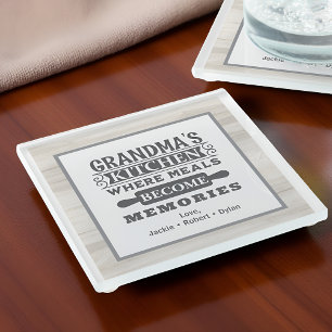 Grandma Meals Become Memories Glass Coaster