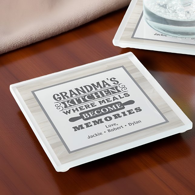 Grandma Meals Become Memories  Glass Coaster (Creator Uploaded)