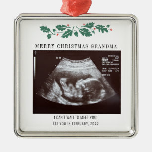 Grandma Merry Christmas Pregnancy Ultrasound Photo Metal Tree Decoration