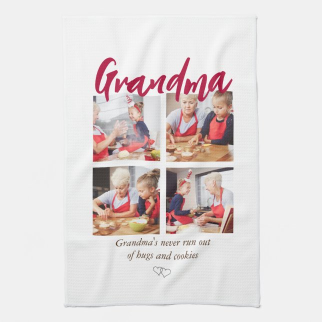 Grandma modern 4 photo  tea towel (Vertical)