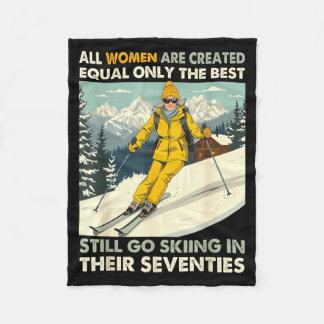 Grandma Mom Still Go Skiing In Seventies Old Women Fleece Blanket