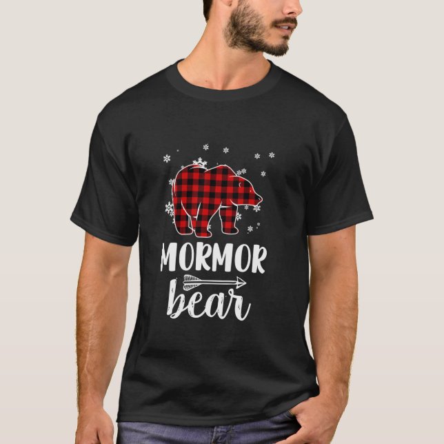 Grandma Mormor Bear Xmas Pajama Red Plaid Buffalo  T-Shirt (Front)