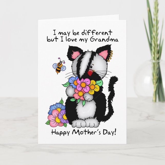 Grandma Mother's Day Card - Punk/Rock/Emo Cat And (Front)