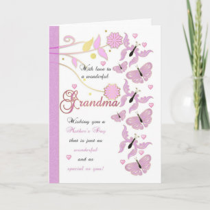 Grandma Mother's Day Card With Flowers And Butterf