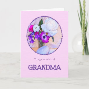 Grandma, Mother's day card with painted flowers.