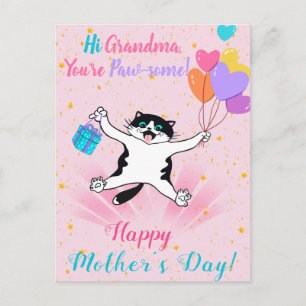 Grandma Mother's Day Cute Kitty Pink Postcard