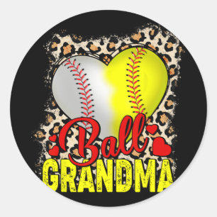 Grandma Mothers Day Softball Grandma Baseball Gran Classic Round Sticker